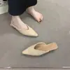Mules de Gamuza con Punta Aguda y Tacón de Cuña Chuyuji para Mujer, Sandalias de Verano para Exteriores de Bajo Tacón Estilo Europeo y Americano