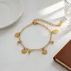 Elegante e Luxuoso Pulseira de Aço Titânio com Jato de Areia, Borla, Fosco, Coração de Borboleta para Mulheres, Simples e Versátil com Toque de Alto Padrão, Joias de Estrela e Lua