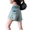 2026 Nuevos Shorts de Mezclilla de Pierna Ancha con Dobladillo Enrollado de Cintura Alta Adelgazantes para Mujer Tallas Grandes para Mujeres Curvilíneas, Pantalones Cortos Ajustados de Pierna Recta que Cubren el Cuerpo