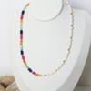 Collar elegante de nicho francés con cuentas de ábaco de perlas de agua dulce de viento frío, hecho a mano, de acero de titanio chapado en oro.