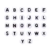 Cuentas Redondas Planas Lavadas 4*7mm con Letras Inglesas Agujero Recto Fondo Blanco Letras Negras Cuentas de Letras Hechas a Mano Cuentas Hechas a Mano para DIY