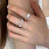 Anillo de Luz Plata Encaje Encaje Amor Puro Lujo de Alta Gama Nicho Anillo para Dedo Elegante Versátil Ajustable Mujer