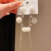 Pendientes de Flor Calada con Borla de Zircón Aguja de Plata Estilo Festivo Pendientes Frescos y Sencillos Pendientes de Nicho de Alta Gama para Mujer