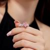 Anillo de Plata Esterlina S925 Explosiones Transfronterizas para Mujer Amor Rosa Corte Flor de Hielo Zircón Incrustado a Mano Anillo Cerrado para Mujer