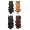 Extensões de Cabelo Sintético Clip-In Conjunto de 7 Peças Extensões de Cabelo Peruca Extensões de Cabelo Cortina de Cabelo Peruca 16 Presilhas Cabelo Longo Cacheado Fibra Sintética para Mulheres