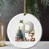 Adornos navideños 26 letras del alfabeto pequeño ciervo colgante acrílico 2D árbol de Navidad decoración del hogar navideña