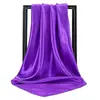 Lenço de seda 90 cetim, best-seller transfronteiriço, lenço quadrado liso de cor única de seda artificial, lenço profissional de comissário de bordo, lenço de seda longo