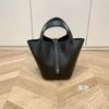 Bolsa Cesta de Legumes Nova Estilo Outono 2025 para Sogra Bolsa de Mão de Couro Genuíno Padrão Lichia Bolsa Saco de Couro Bovino para Mulheres
