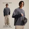 Fábrica de Fonte de Moda Masculina Estilo Corrente Novo Produto Primavera 2026 Falso de 2 Peças Manga Longa Desgastada Bloco de Cores Retro Camiseta 100% Algodão para Homens.