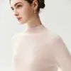 Suéter de cashmere gola alta para outono e inverno para mulheres, cor sólida, pulôver simples, novo estilo, versátil, quente e adequado como camada base