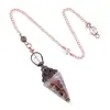 Suministro Transfronterizo Colgante Péndulo de Cristal de Color Rojo Antiguo Soporte de Flores Retro Resina Cónica Hexagonal Ágata Grava Péndulo
