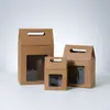 Cajas Portátiles Transfronterizas, Cajas de Papel Kraft con Ventana Transparente, Cajas de Regalo con Tapa abatible, Bolsas de Papel, Cajas de Regalo de Dulces con Ventana, Venta al por Mayor