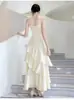 Vestido de Noite Tomara que Caia para Mulheres 2026 Novo Estilo Elegante Slim Fit Vestido de Noivado Pode Ser Usado Casualment Cor Champanhe Vestido em Camadas