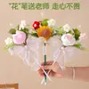 Presente para o Dia do Professor para Crianças e Alunos Darem aos Professores 2026 Novo Buquê de Flores Eternas Tricotado Prático de Alta Qualidade Caneta Presente