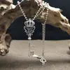 Pingente Atacado Prata Esterlina S925 Prata Esterlina Joias Coreanas Vintage Elegante Coroa Oca Chave Masculino e Feminino Versátil
