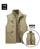 Novo colete de pesca masculino outono e inverno transfronteiriço, colete impermeável para trabalho ao ar livre com forro de fleece e múltiplos bolsos