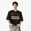 Camiseta Informal Versátil con Estampado de Moda Estilo Americano Cuello en V Rayas Letras Marca Streetwear Manga Corta