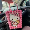Bolsa Tejida de Plástico Gato Hawaiian Gatito Vacaciones Casual Bolsa Tejida Bordado de Dibujos Animados Lindo Bolso de Mano para Mujer
