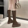 Botas de Cavaleiro 2025 Outono e Inverno Botas Martin Acima do Joelho para Mulheres Estilo Europeu e Americano Slim Nicho Marca Moderna Melard Botas Longas Modernas