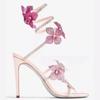 Hermosas Sandalias Romanas Enroscadas con Forma de Serpiente de Pedrería 2026 Nuevos Tacones Altos de Fiesta Estilo Hada con Encaje y Flores Adornados con Diamantes