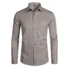 Nueva Camisa de Negocios Transfronteriza Ajustada de Manga Larga Color Sólido Algodón Bolsillo Casual Talla Grande Camisa para Hombre Camisa para Hombre