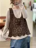Outono 2026 Novo Colete Pequeno de Algodão Puro com Renda e Gola Redonda Versátil Casual Solto Emagrecedor Sem Mangas Bolero Feminino