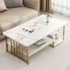 Mesa de centro para sala de estar, estilo minimalista moderno, design de luxo leve, sensação de alta qualidade, mesa de centro de camada dupla, adequada para apartamentos pequenos, mesa de jantar retangular simples
