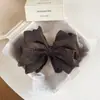 Estilo delicado caqui poá laço presilha banana moda coreana acessório de cabelo rabo de cavalo alto grampo torcido coque grampo garra