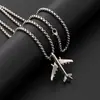 Colar com Pingente de Avião Hip-Hop em Aço Titânio Masculino Simples Moda Versátil Corrente de Pescoço Não Desbota Personalizado Feminino Longo Corrente para Suéter