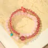 Nuevo Pulsera de Cuarzo Rosa Estilo Chino con Cristal de Fresa, Cuentas de Cristal Natural de la Fortuna y Pulsera de Cristal de Doble Círculo