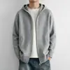 Moletom com capuz de tricô para homens, outono e inverno, estilo casual, suéter cardigã com zíper, retrô americano, peça externa de modelagem solta para casais