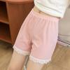 Calças de segurança para meninas, shorts infantis anti-exposição, verão, fino, preto e branco, leggings de renda vestíveis para casa
