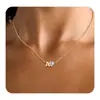 Colar Pingente de Zircônia Cúbica em Forma de Coração com Letras 26, Design Casual Europeu e Americano, Corrente de Clavícula Elegante, Joia para Roupa de Trabalho da Moda