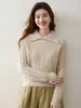 Nuevo suéter de cachemira de punto trenzado con cuello extragrande, estilo minimalista, para mujer, adelgazante y versátil, perfecto como capa base o top