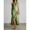Sitio Independiente Amazon Comercio Exterior Ropa de Mujer Europea y Americana Transfronteriza Verano Nuevo Estilo Volantes Plisado Elegante Ajustado Vestido