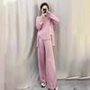 Conjunto de Dos Piezas de Punto Grueso Color Sólido para Mujer Otoño e Invierno 2023 Moda Pantalones Anchos Sueltos Estilo Elegante
