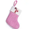 Calcetines de Navidad Lindos con Letras y Colgantes Pequeños de Lana Rosa Tejida Decoraciones para Calcetines de Navidad Transfronterizos Nuevo Producto