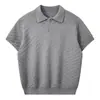 Camiseta de punto de manga corta para hombre modelo 2026, camiseta de punto texturizada estilo americano de manga corta, polo para hombre con cuello camisero estilo old money