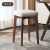 Banqueta de Madeira Maciça Doméstica Espessada Empilhável Economizadora de Espaço Banqueta Alta Banqueta de Jantar Durável Saco Macio Banqueta Quadrada