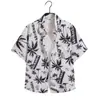 Camisa Floral Hawaiana de Manga Corta Unisex Camisa de Playa con Mangas de Tres Cuartos Talla Grande Atuendo de Pareja para Vacaciones en la Playa Camisa Floral