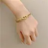 Colar de clavícula com letra CD retrô europeu e americano em aço titânio não desbota corrente 18K pulseira joia de alto padrão e temperamento