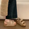 Sandalias de velcro con suela gruesa estilo coreano para mujer, calzado de verano para exteriores 2026, sandalias de plataforma versátiles para mujeres menudas, sandalias casuales de punta abierta