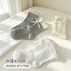 Calcetines para niños para otoño e invierno con bordes rizados y lazos, adecuados para niñas y bebés, estilo Lolita, calcetines de media pantorrilla sin presión
