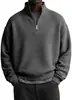 2025 Nueva Sudadera Independiente Transfronteriza Europea y Americana de Otoño, Simple y de Moda, con Cuello Alto y Cremallera, para Hombre, de Waffle con Hilo