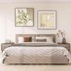 Crema Viento Silencioso Pintura para Dormitorio Cama Principal Pintura de Cabecera Pintura Decorativa Cuadrada Mural de Arte Abstracto de Planta Verde Creativa