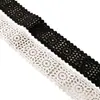 Ribete de encaje de malla de 8.5 cm, patrón floral geométrico calado, accesorio para ropa, ribete decorativo blanco y negro, adecuado para cortinas y manteles
