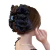 Horquilla para el pelo con lazo grande de doble cara, con purpurina y diamantes de imitación, de malla, con forma de tiburón, para mujer, 2023