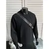 Camiseta de Manga Longa Tamanho Grande Patchwork Desconstruído Estilo Retro Outono 2025 Hong Kong Camisa de Base para Primavera e Outono Masculina Suéter de Alta Qualidade