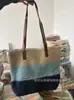 Bolsa Tote Nova Cor Risca Comércio Exterior Bolsa de Ombro Fresca Artística Bolsa de Ombro de Palha com Corda de Cânhamo Cor Doce