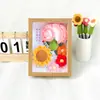 Regalo del Día del Maestro Creativo Souvenir de Alta Gama Adornos de Marco de Fotos con Ramo de Girasol Tejido a Mano con Lana